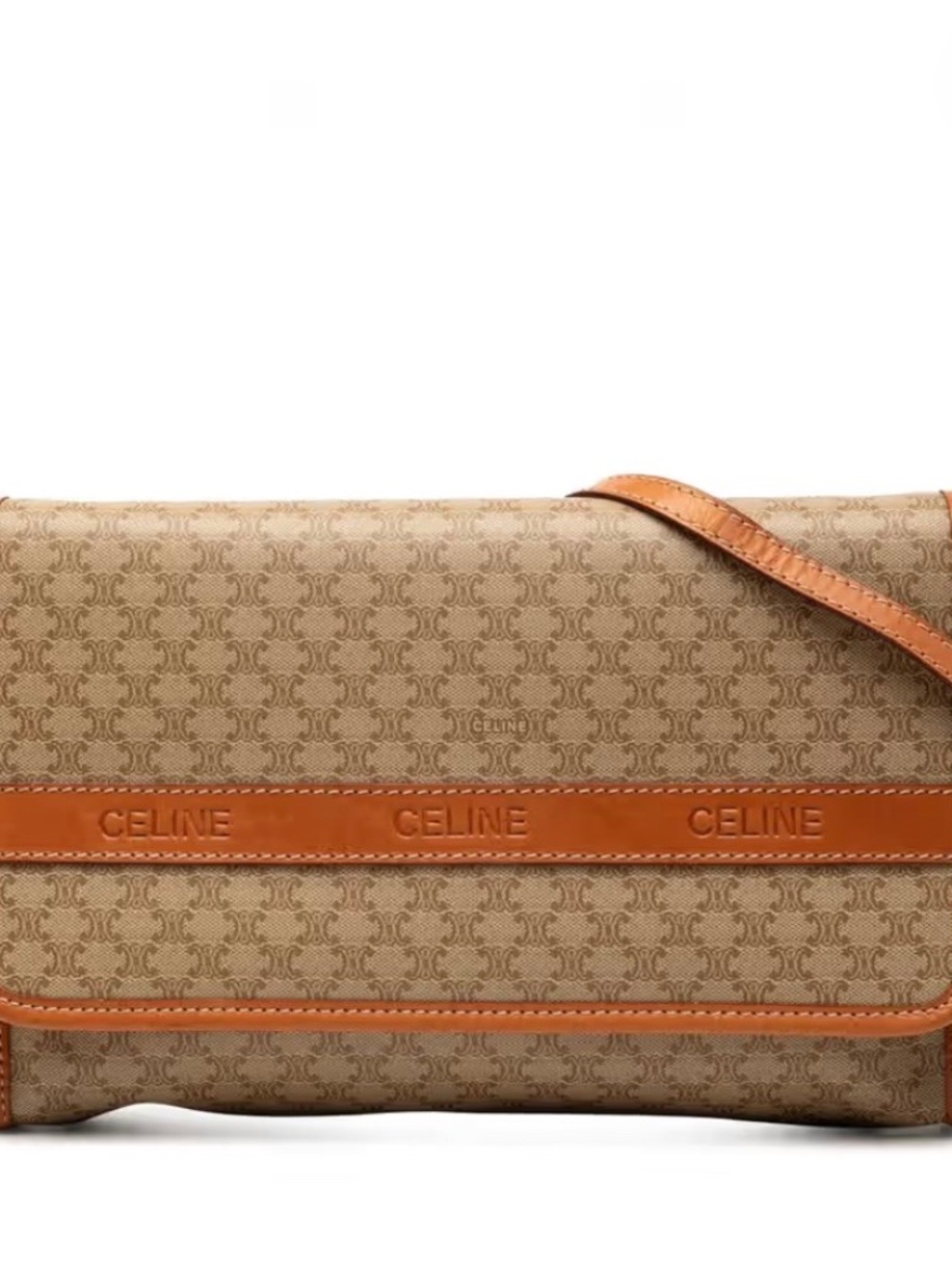 Celine⎼Brown & Tan Macadam Crossbody Shoulder Bag